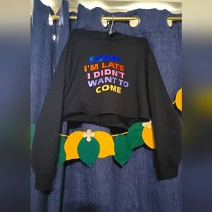 Long sleeve, black crop top